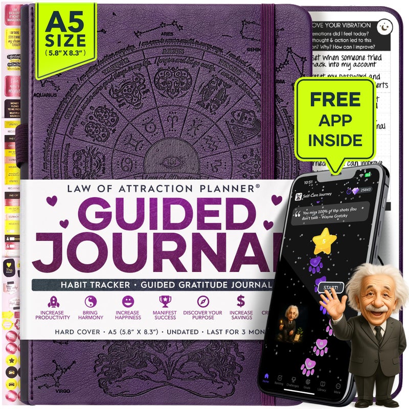 Freedom Mastery Guided Journal - Gratitude & Mental Health Journal for 5 Minute Daily | 90-Day Undated Planner for Positivity & Manifestation | Guided Mindfulness, Self Care & Reflection | Vision Board + Stickers - Image 1